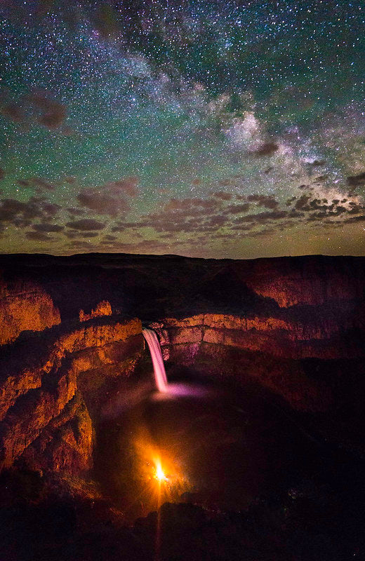Palouse Falls Milky Way and Campfire