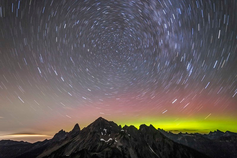 Mount Larrabee, Star Trails and the Aurora Borealis