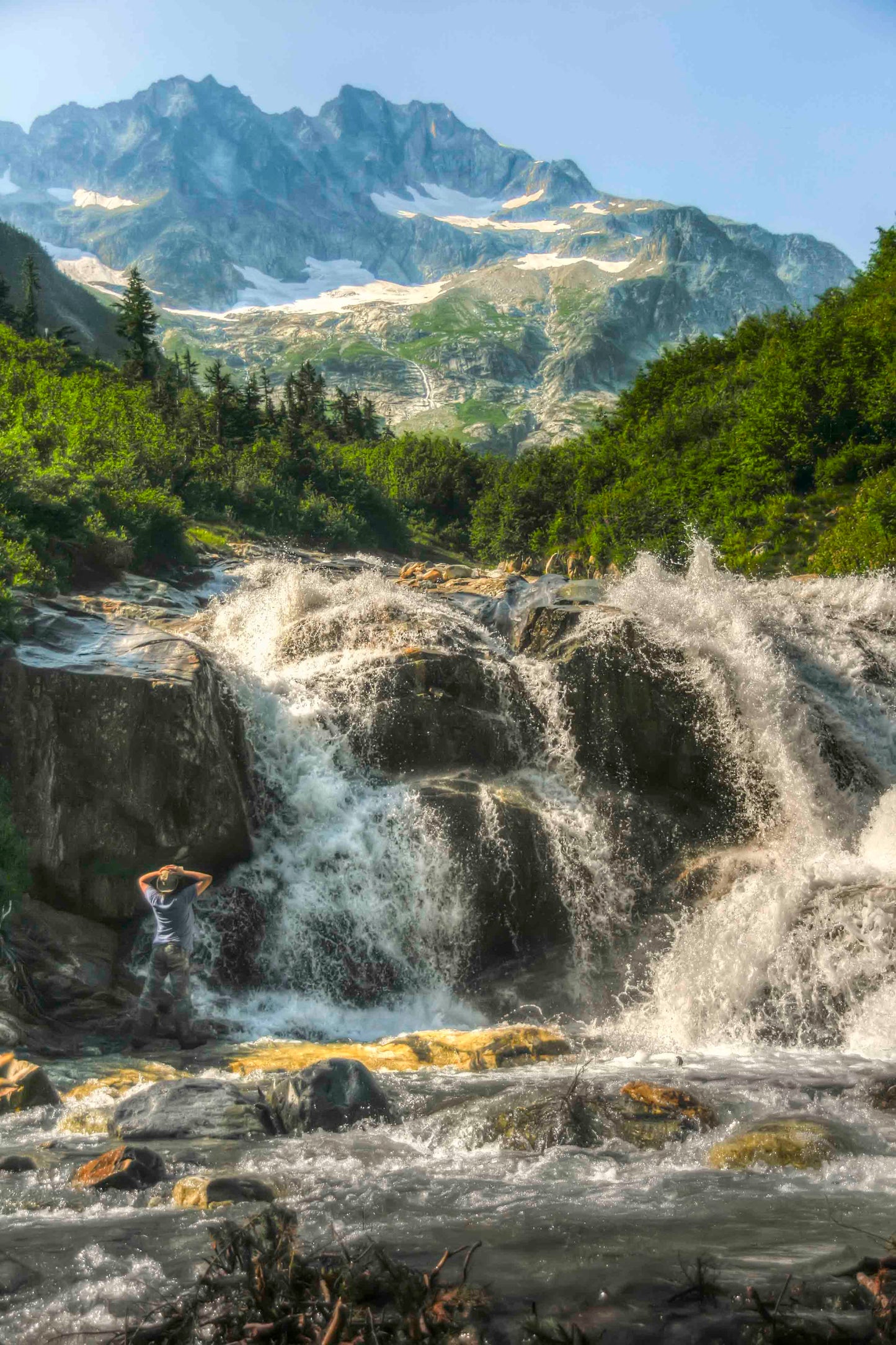Mount Logan and North Fork Bridge Creek Waterfall, North Cascades National Park