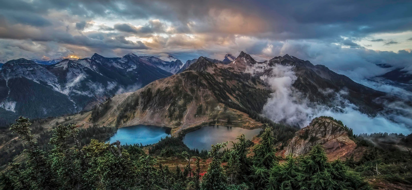Twin Lakes and the North Cascades from Winchester Mountain Panorama