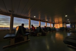 Inside the Ferry at sunrise