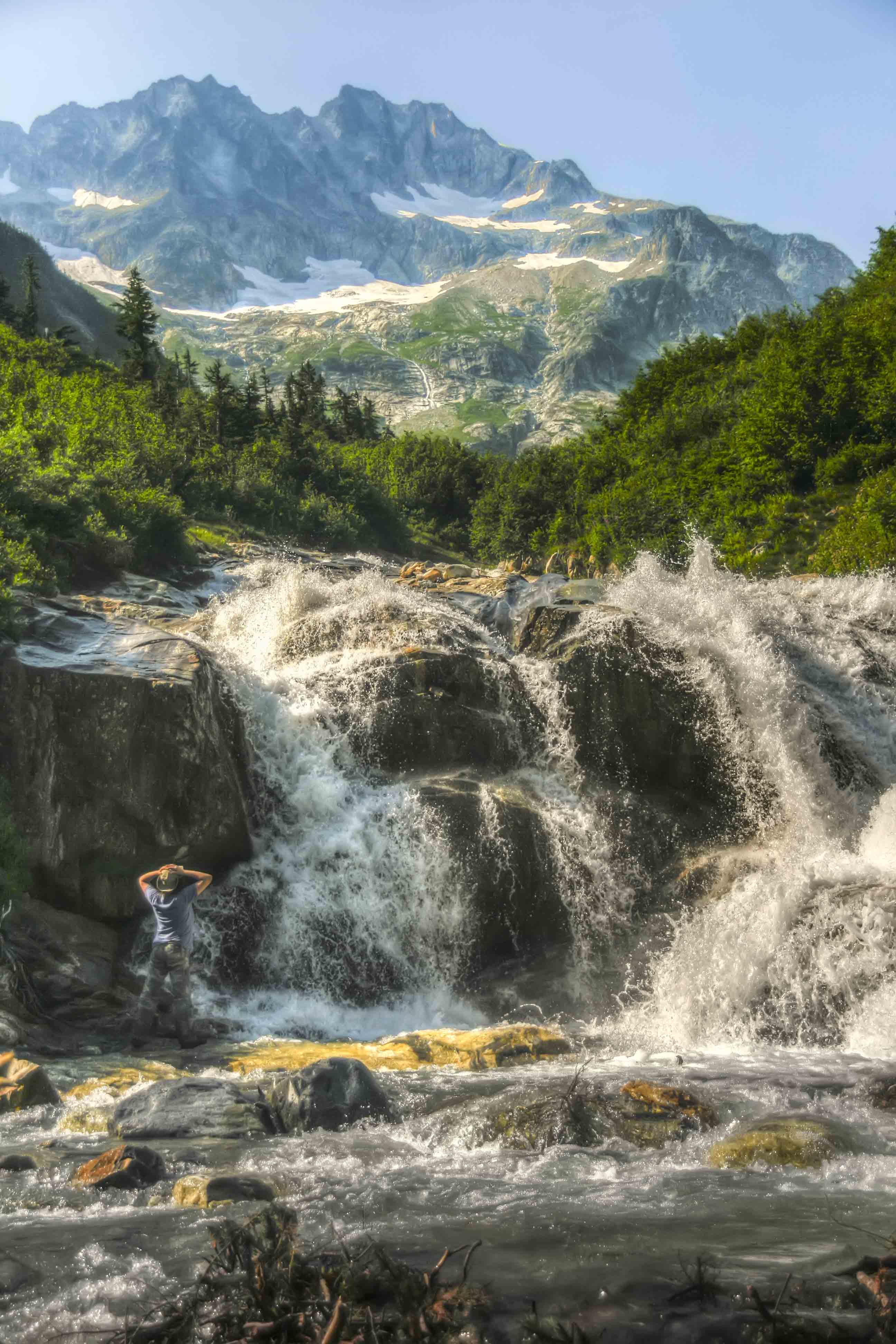 Mount Logan and North Fork Bridge Creek Waterfall, North Cascades