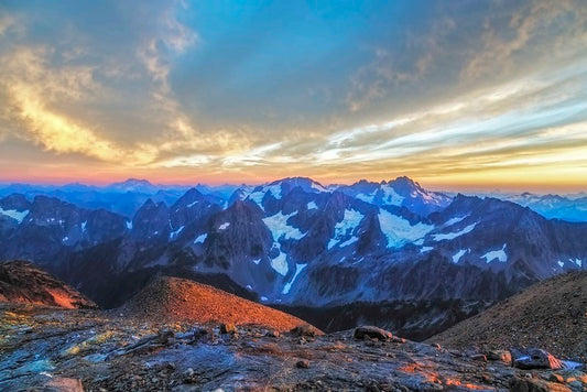 Sahale Glacier Camp at Sunset, North Cascades National Park