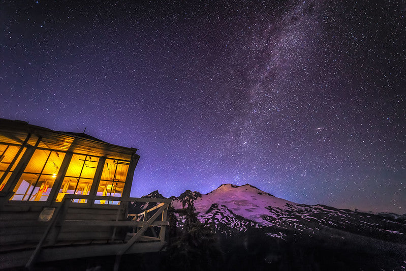 Park Butte Lookout and Mount Baker at Night