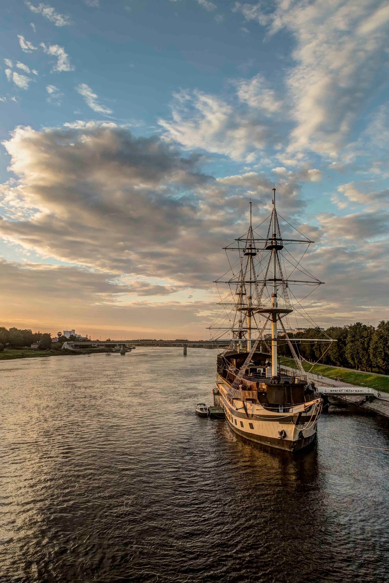 Novgorod and Ship on Volkhov River, Russia
