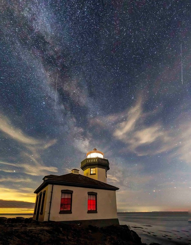 Lime Kiln Lighthouse and Milky Way , San Juan Island