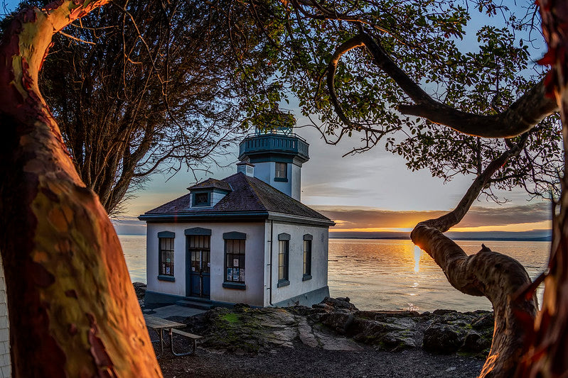 Lime Kiln Lighthouse at Sunset , San Juan Island