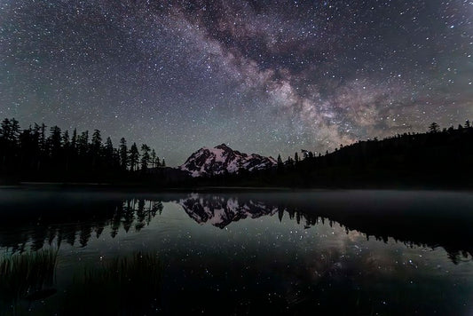 Mount Shuksan and Picture Lake with the Milky Way