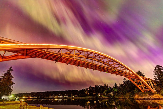Aurora Borealis with Rainbow Bridge, La Conner