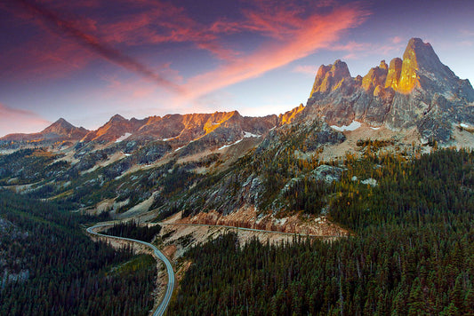 Liberty Bell and the North Cascades Highway at Sunrise