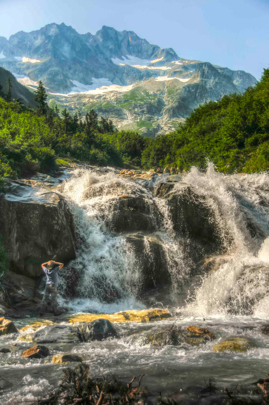 Mount Logan and North Fork Bridge Creek Waterfall, North Cascades National Park
