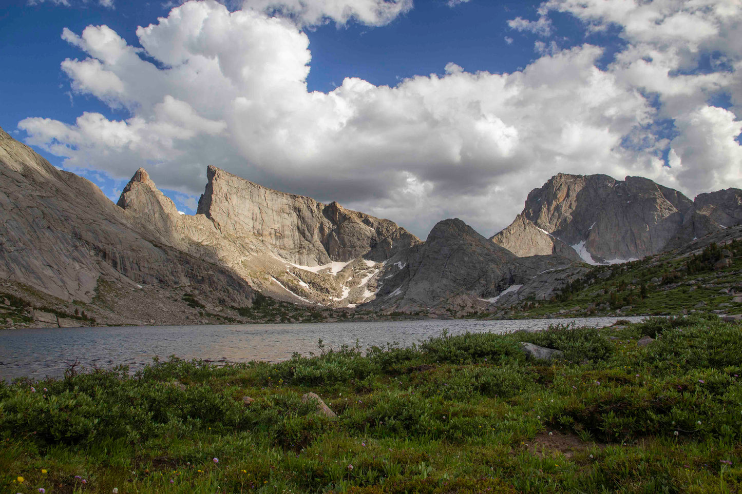 Steeple Peak and Lost Temple Spire from Deep Lake, Wind River Range
