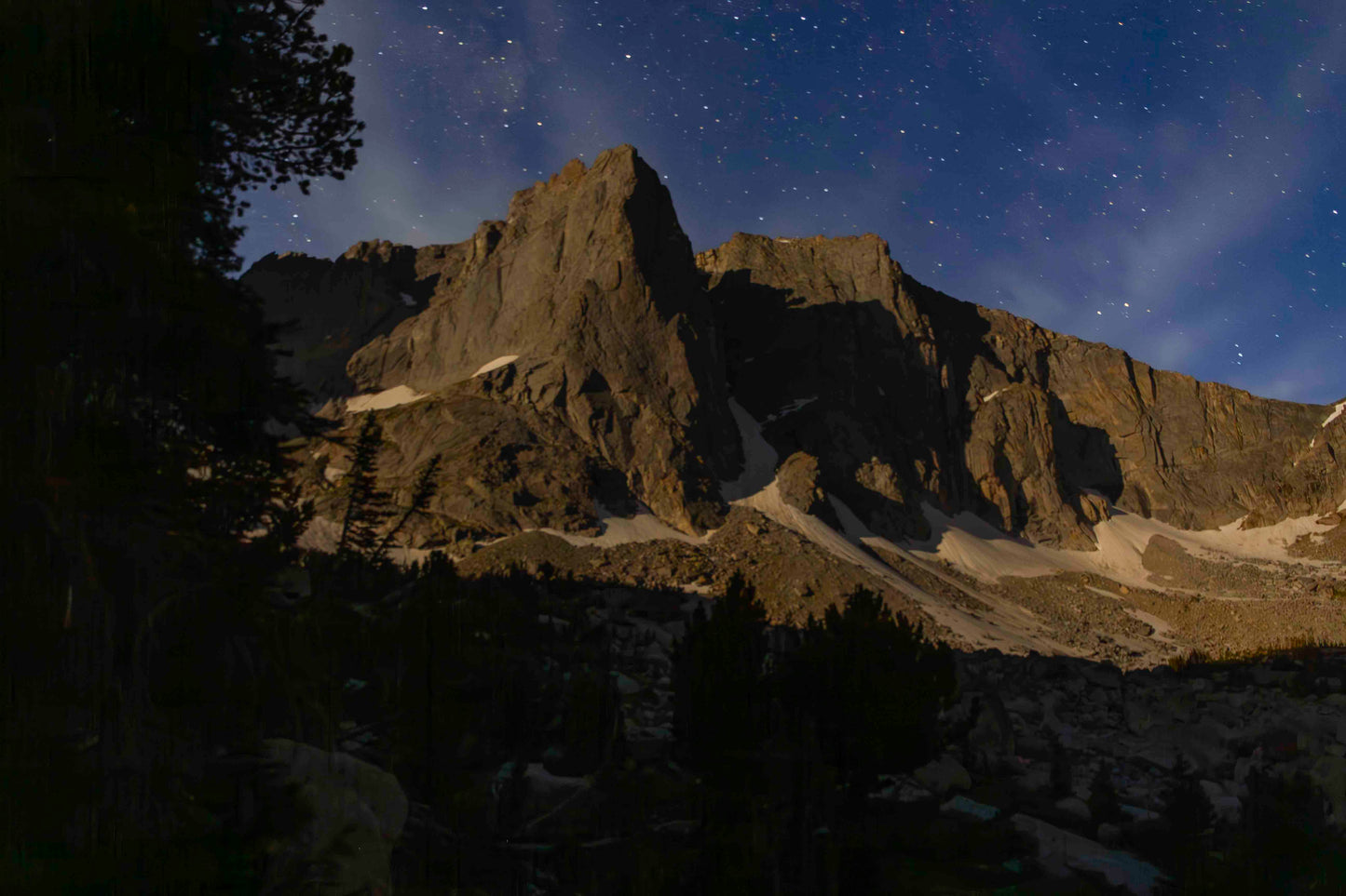 Warrior Peak under Moonlight, Cirque of the Towers, Wyoming